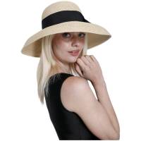Kebedo Moda Sombrero de Paja Plegable de ala Ancha para Mujer, Sombrero Grande Transpirables con cinta Negra decorativa, Protección UV, Pamela Grande Beige para Sol, Verano, Playa, Viajes y Vacaciones, Talla Única Ajustable para Mujer Adulto 56-57CM - details 5