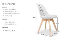 ORION91 Conjunto de 6 Sillas SIRIO Acolchadas Blanco y Mesa Rectangular 120 x 80 cm Blanco - Estilo Nórdico Ideal para Comedor, Salón, Oficina, Terraza - SpazioLuzio - details 0