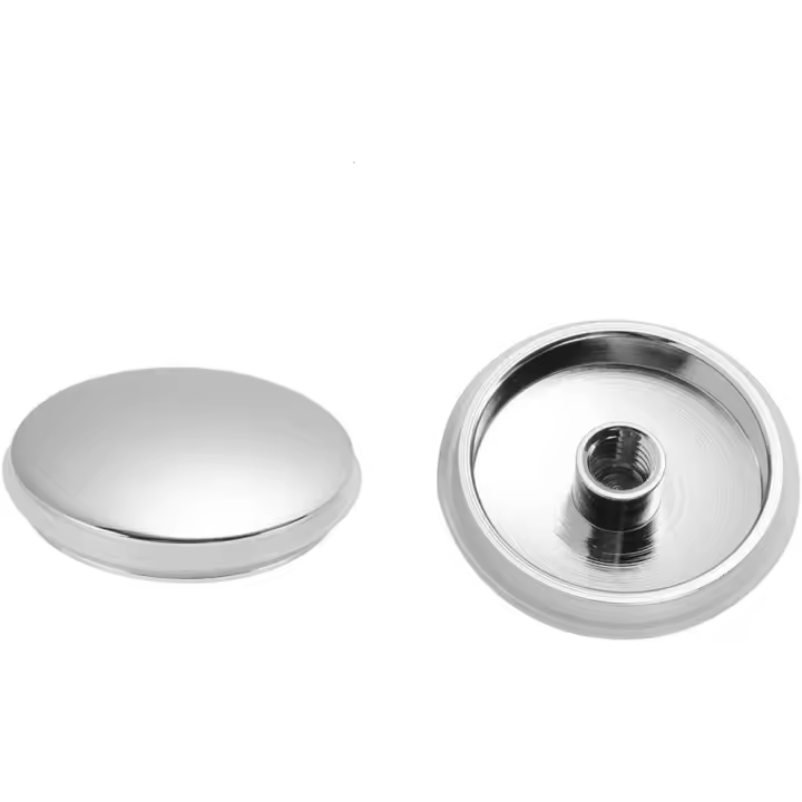 Mu Mianhua - Grifo para lavabo (2 unidades, botón pulsador, latón cromado pulido, clic-clac, 38 mm), tapón de desagüe para bañera - 1