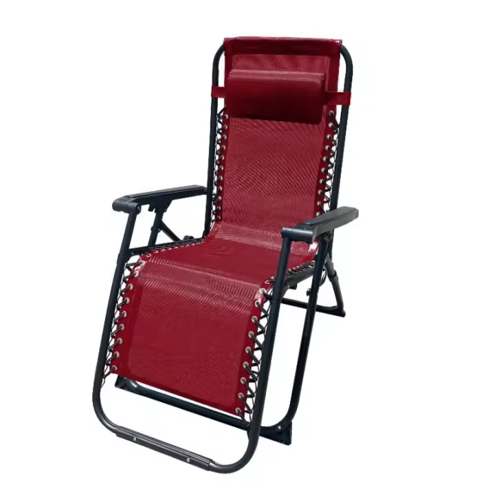 Marbueno Tumbona Plegable Acero Con Cojin Jardin y Piscina 90X66X108 cm Gravedad Cero Burdeos 10010 - 1
