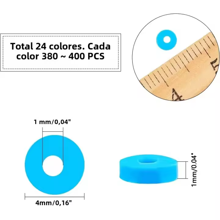 9120pcs Heishi Ladrillos De Arcilla 4mm Ladrillos De Vinilo 24 Colores Ladrillos De Silicona Planos Para Pendientes Havaianos Collarín - 1