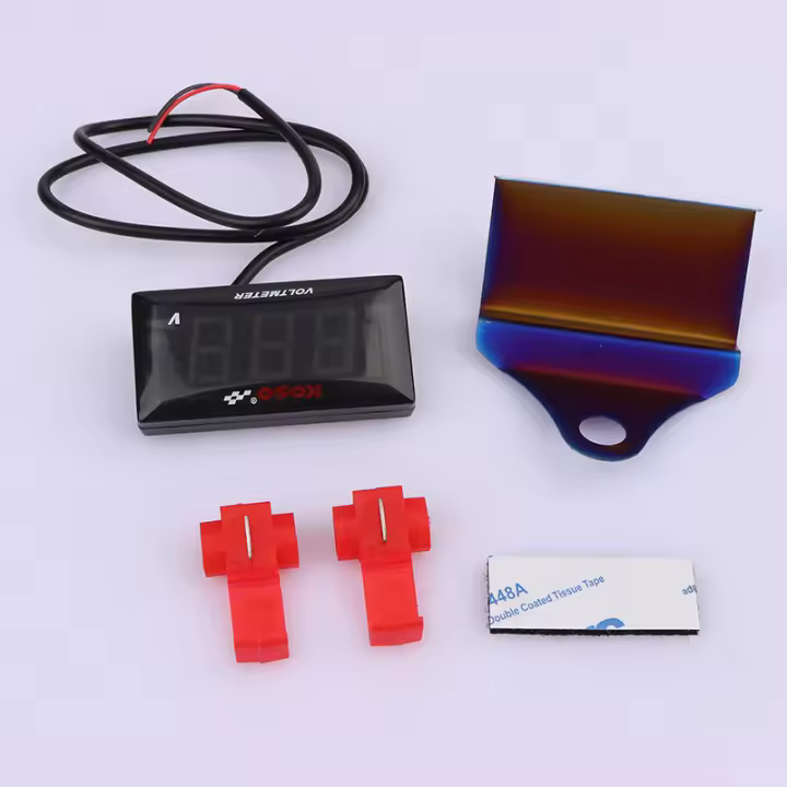 Voltímetro Digital LED Para Motocicleta Resistente Al Agua Medidor De Tensión Con Soporte Rango 12-150V Muestra De Voltaje - 1