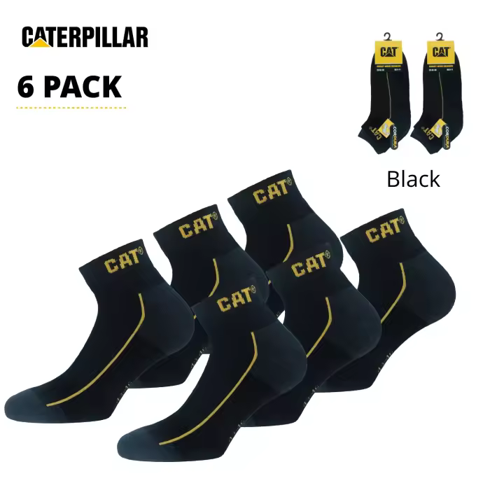 Caterpillar 6 Pares Calcetines Sneaker Trabajo Reforzados Fibra CORDURA Algodón - 1