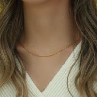 Collar De Acero Inoxidable Plateado En Oro Para Mujer Estilo Simple Cadena Clavícula Joyería Femenina Exquisita Adorno Metálico - details 6