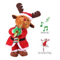 Muñeca De Peluche 32cm Tema Navidad Cantando Divertida Bajo Eléctrico Saxofón Dancer Santa Reindeer Decoración Creativa De Navidad - details 1