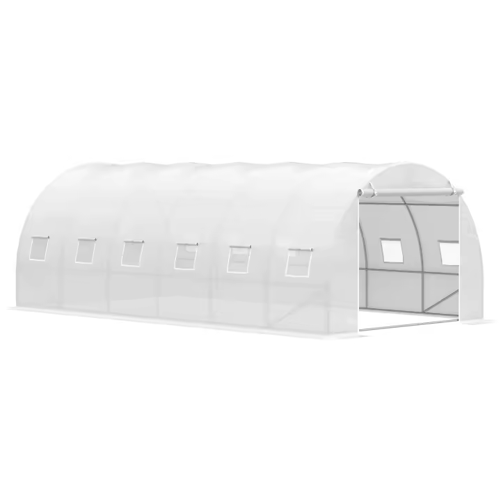 Outsunny Invernadero de Túnel 6x3x2 m con Puerta Enrollable 12 Ventanas Cubierta de PE 140 g/m² y Metal Galvanizado para Cultivos Plantas Verduras - 1