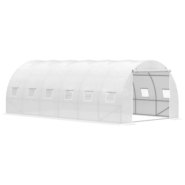 Outsunny Invernadero de Túnel 6x3x2 m con Puerta Enrollable 12 Ventanas Cubierta de PE 140 g/m² y Metal Galvanizado para Cultivos Plantas Verduras - 1