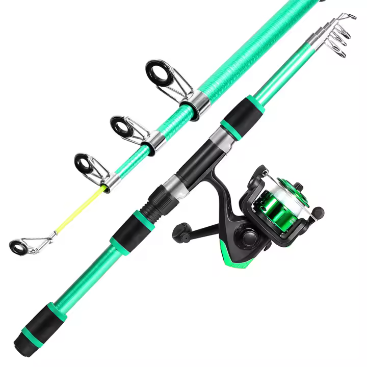 SantaKing Combo De Caña Y Carrete Giratorio 1.8M 2.1M Telescópica Con Carrete De 5.2:1 3BB Max Drag 5kg Kit De Pesca - 1