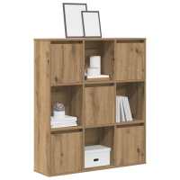 vidaXL Estantería de madera de ingeniería 89x24x101,5 cm en color Roble artisan/Gris hormigón/Negro y más | almacenamiento funcional diseño moderno para baño dormitorio sala - details 0