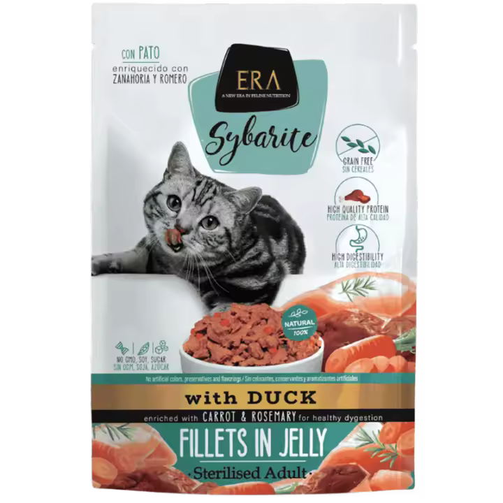 ERA Sybarite Esterilizados Pato 85 g – Comida Húmeda para Gatos Esterilizados, Sin Cereales - 1