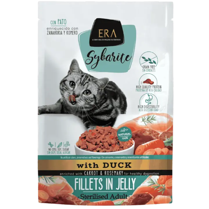 ERA Sybarite Esterilizados Pato 85 g – Comida Húmeda para Gatos Esterilizados, Sin Cereales - 1