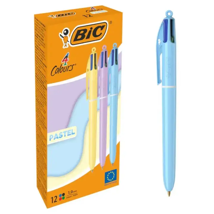 BIC Bolígrafo de Gel 4 Colores Pastel Punta 1mm (Caja de 12 Uds.) - 1