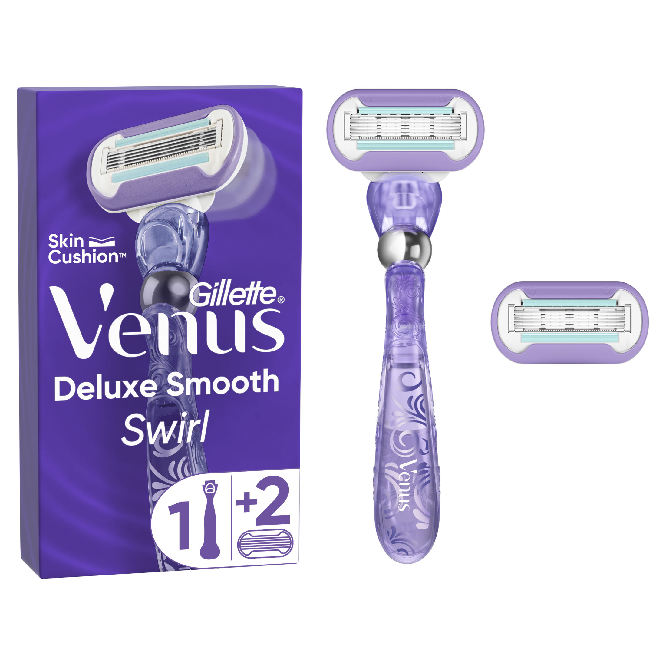 Gillette Venus Deluxe Smooth Swirl Pack: 1 Mango + 2 Cuchillas de Recambio