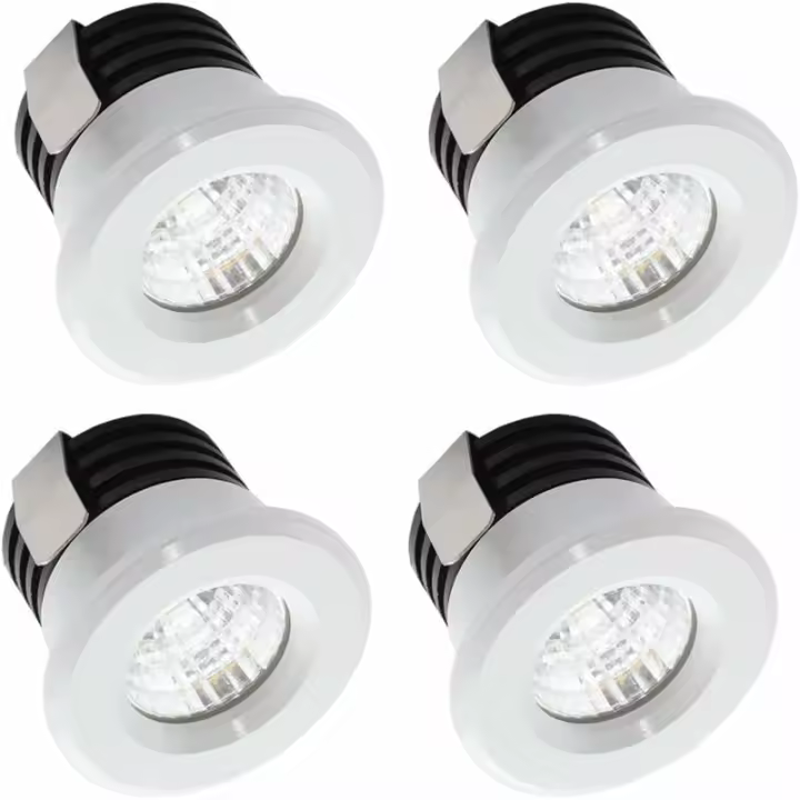 Juego de 4 mini focos LED empotrables 3W blanco cálido, mini foco LED para escaparate, luz de matrícula incl. transformador separado [Clase de eficiencia energética A+++] - 1