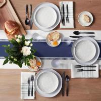Corredor De Mesa Azul Marfil Navío Con Rayas Estilo Rustico Para Decoración De Comedor Y Cocina Reutilizable Para Fiestas En Casa - details 3