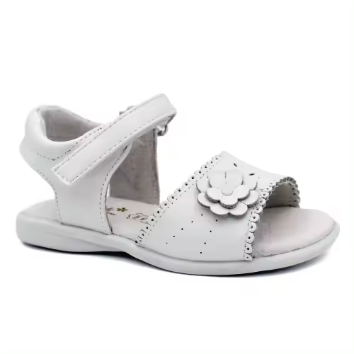Sandalias blancas niña piel Bubble Kids A2521 con cierre velcro. - 1