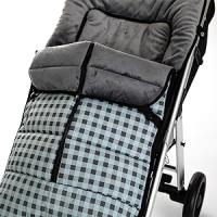 Saco Silla paseo Universal Invierno, Saco Carro Bebe Universal con Forro Polar Térmico y Pelo, Saco Carro Bebe Invierno Impermeable Estilo cuadro Vichy - details 3