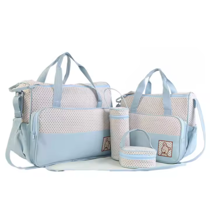 5pcs-Mommy Bag, Bolso Chanante, maternidad, Bolso del viaje, capacidad Grande, Foreign changing, Correa de hombro ajustable, compartimentado, Bolsillo aislado, Paso de La Maleta - 1