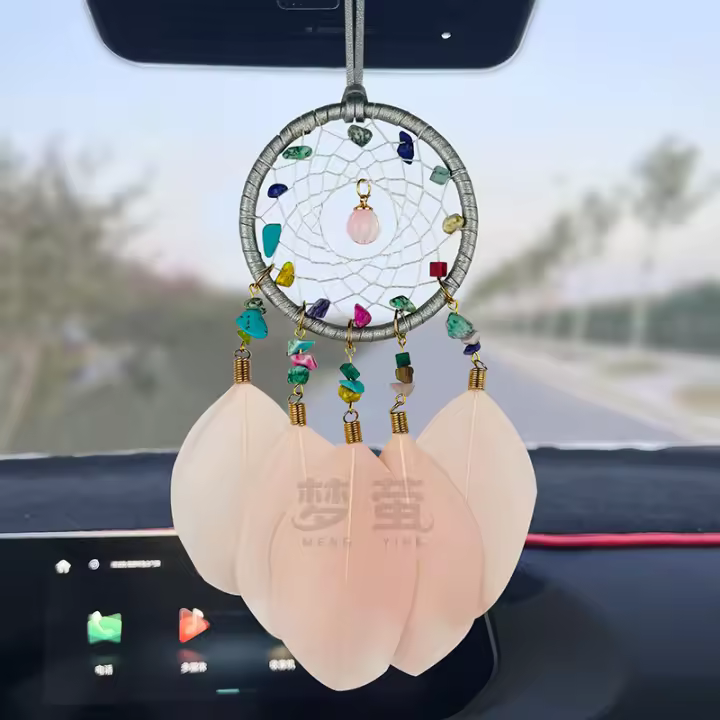 Colgante De Soñador Creativo Con Viento Y Plumas Hecho a Mano Para Colgar En Ventanas Y Habitaciones Decoración Moderna Para El Hogar Regalo De Festival - 1