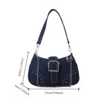 Bolso De Hombro Para Mujer En Lona Small Design Estilo Jean Nueva Moda Bolsa De Mano Suave Satchel Cierre De Cremallera - details 5