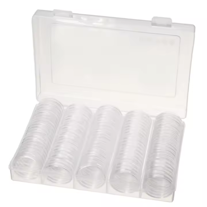 ESTUCHE COLECCION DE MONEDAS 100Pcs 30Mm, CAJA DE ALMACENAMIENTO TRANSPARENTE PLASTICCO - 1