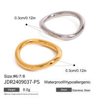 316l Acero inoxidable sin deslustre anillo de dos tonos declaración plata oro Color mezclado textura de Metal joyería de encanto de alta calidad - details 9