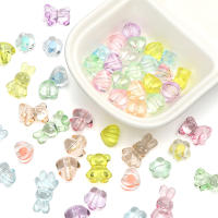 20Pcs Bolas De Acrílico Transparentes Y Liso En Colores Variados Corazón Y Flor Para DIY Producción De Pulseras Y Accesorios - details 0