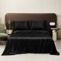 Protector De Sábanas De Lujo En Seda Hueso Lavable Y Antipolvo Para Cama Sin Almohadas Sábana Plana De Color Champán Suave Y Sólida - details 4