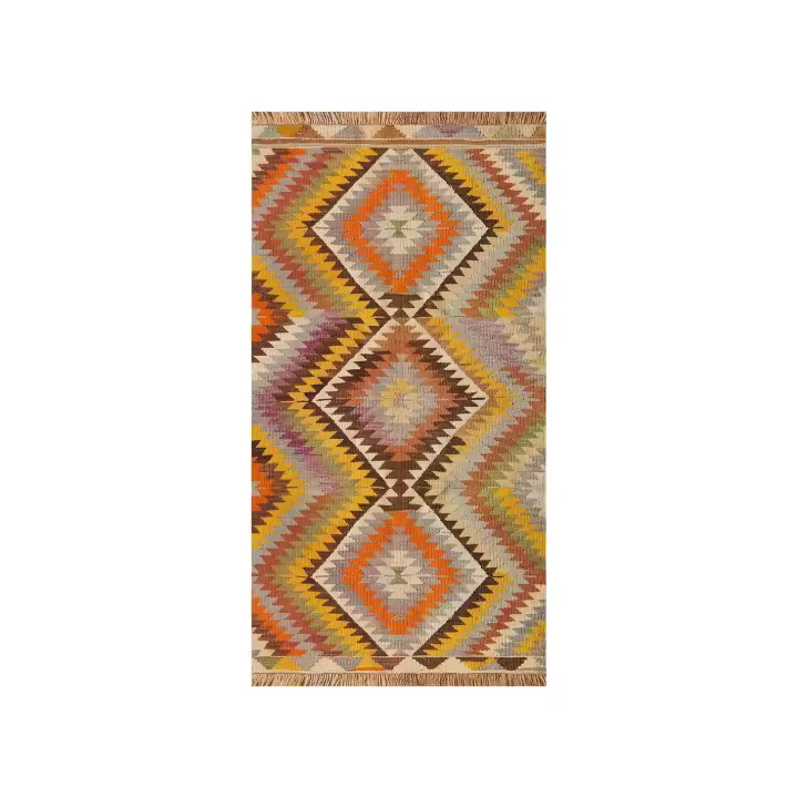 Vilber, Alfombra Vinilo, Étnico, Rombos, Pasillo, Cocina, Salón, Hogar. Multicolor. Diferentes tamaños. Kilim.3000 01. - 1