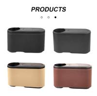 SEAMETAL Car Trash Can Colgante De Cuero ABS Organizador Universal Para Fila Trasera Con Soporte Para Bebidas Caja De Basura Dura - details 9