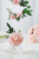 25pcs Flores Artificiales De Blush Realistas Con Tallos Rosas De Esponja Para Boda DIY Centros De Mesa De Baile De Novia - details 4