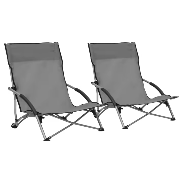 vidaXL Sillas de playa plegables 2 unidades tela - 1