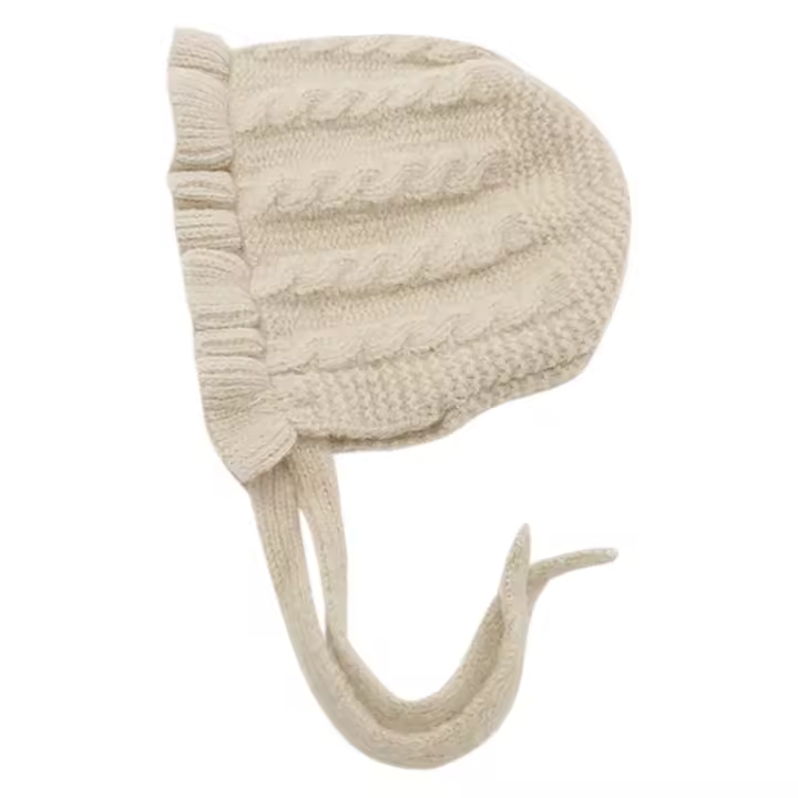 Gorro De Bebé Otoño Invierno Con Diseño De Volante Y Estampado Sólido Ajustable Para Niñas Cabeza Infantil Ropa De Bebé - 1