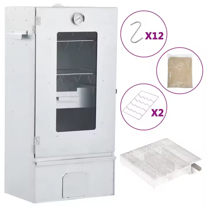 vidaXL Horno Ahumador de BBQ con Generador Humo Frío Parrilla Acero Galvanizado Dimensiones 44.5x29x83 cm (21x21x4.5 cm),  44.5x29x83 cm (27x27x4.5 cm),  44.5x29x110 cm (21x21x4.5 cm) y mas - 1