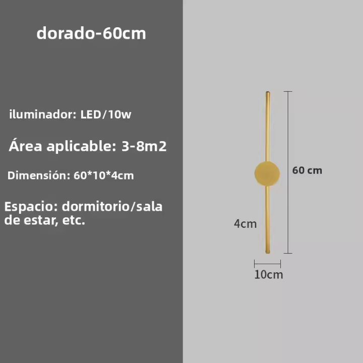 Lámparas De Pared Modernas Larga LED Doradas Iluminación Interior Para Dormitorio Sala De Estar Pasillo Decoración De Hogar Forma Minimalista Incluye Bombillas - 1