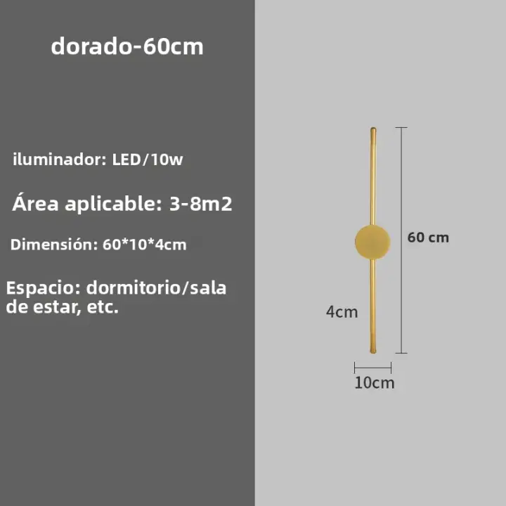 Lámparas De Pared Modernas Larga LED Doradas Iluminación Interior Para Dormitorio Sala De Estar Pasillo Decoración De Hogar Forma Minimalista Incluye Bombillas - 1