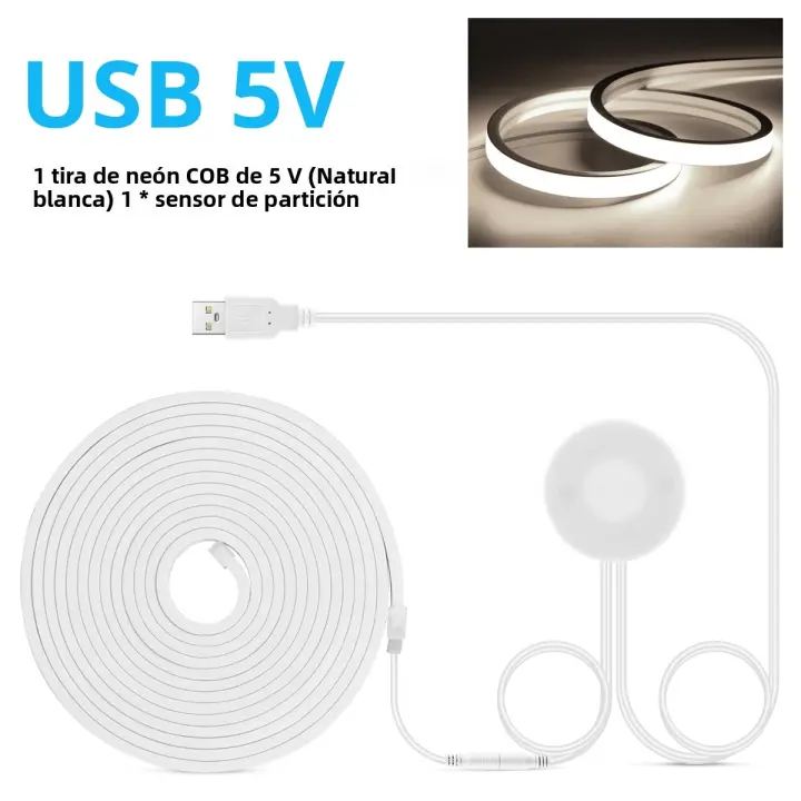Tira De LED COB 5V USB Con Sensor De Escaneo De Mano Y Interruptor Táctil Super Brillante 320leds/m Casing Neón Iluminación Para El Hogar - 1