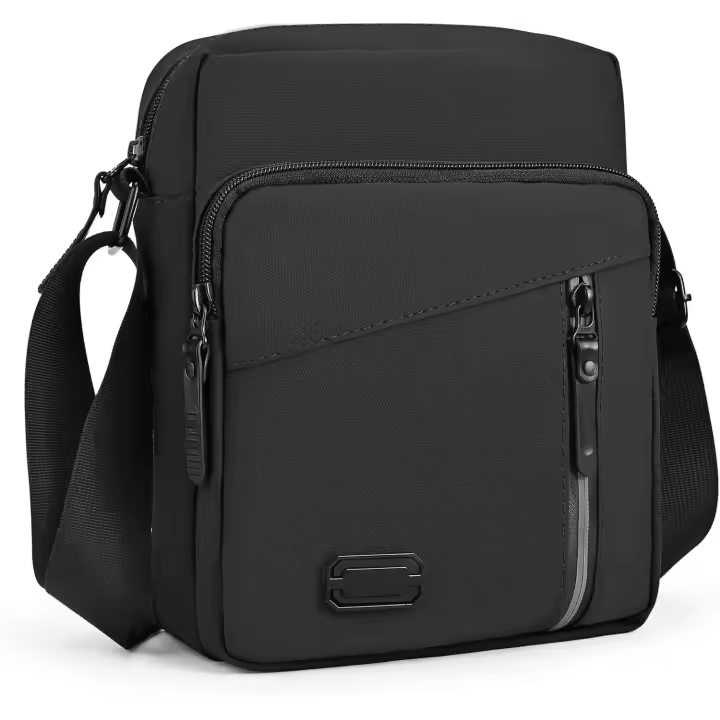 Bolso bandolera para hombre con Correa ajustable, Impermeable, Con múltiples bolsos, color Negro - 1