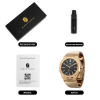 Reloj De Hombre SAPPHERO Oro Rosa Lujo Acero Inoxidable Resistente Al Agua Moda Deportiva Calendario Luminoso Regalo Elegante - details 42