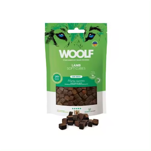 Snack Semihúmedo para perro de Cordero 100gr -  Woolf Cubes - 1