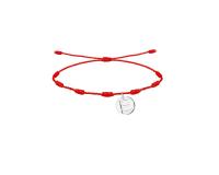 Cotigo Pulsera roja de 7 nudos hecho a mano con colgante de letras Iniciales de acero plateado , pulsera de nombre - details 4