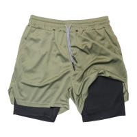 Shorts De Fitness Para Hombre Doble Capa 2 En 1 Deporte Entrenamiento En El Gimnasio Quick Dry Running Verano Talla Verdadera - details 11