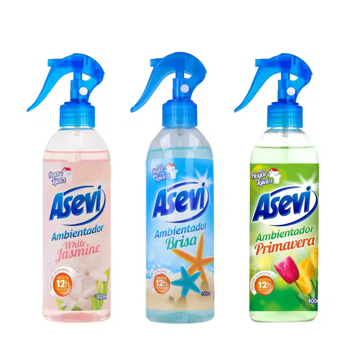 Asevi Pack Ambientador Primaveral, Brisa y White Jasmine – Spray Concentrado para Eliminar Olores – Fragancias Frescas y Duraderas – Pulverización Extrafina – 400 ml - 1