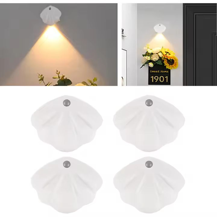 Luz nocturna con sensor de movimiento LED, 3 colores, luz nocturna LED automática, luz de pared LED recargable a batería para dormitorio, cocina, escaleras, garaje (paquete de 4) - 1