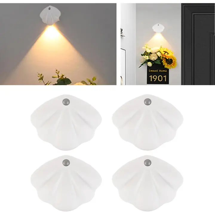 Luz Nocturna con sensor de Movimiento LED, 3 Colores, Luz Nocturna LED automática, Luz de pared LED recargable a Batería para dormitorio, Cocina, Escaleras, Garaje (paquete de 4) - 1