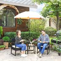 Conjunto de muebles de ratán para jardín de 3 piezas, incluye 2 sillas y 1 mesa de centro, fácil montaje, perfecto para balcón y terraza, disponible en negro y beige, negro y blanco, todo negro - details 29