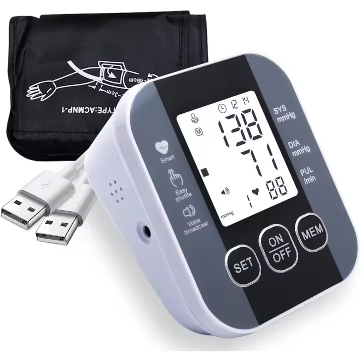 Tensiómetro de Brazo Digital con Pantalla LCD Grande，Medidor Automático De Presión Arterial Para La Parte Superior Del Brazo, Con Voz , M2 Tec - 1