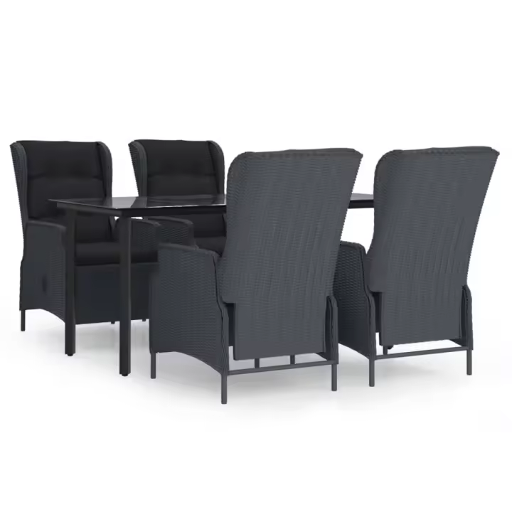 vidaXL Set de comedor para jardín 5 piezas ratán sintético gris oscuro - 1