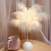 Lámpara De Mesa Con Plumas Luz Nocturna LED Alimentada Por Batería Para Decoración De Bodas Y Dormitorios Dispositivo Inteligente - details 5