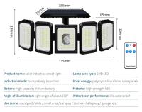 Luz Solar Exterior 300 LED Con Sensor De Movimiento Luz De Jardín Impermeable Ajustable Lámpara De Pared Para Patio - details 17